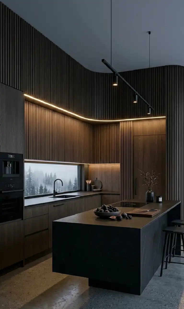 +30 Luxury Modern Kitchen Ideas: Redefining Industrial Noir and Japandi Minimalism -  Luxury Modern Kitchen Idea: The Cantilevered Obsidian Island