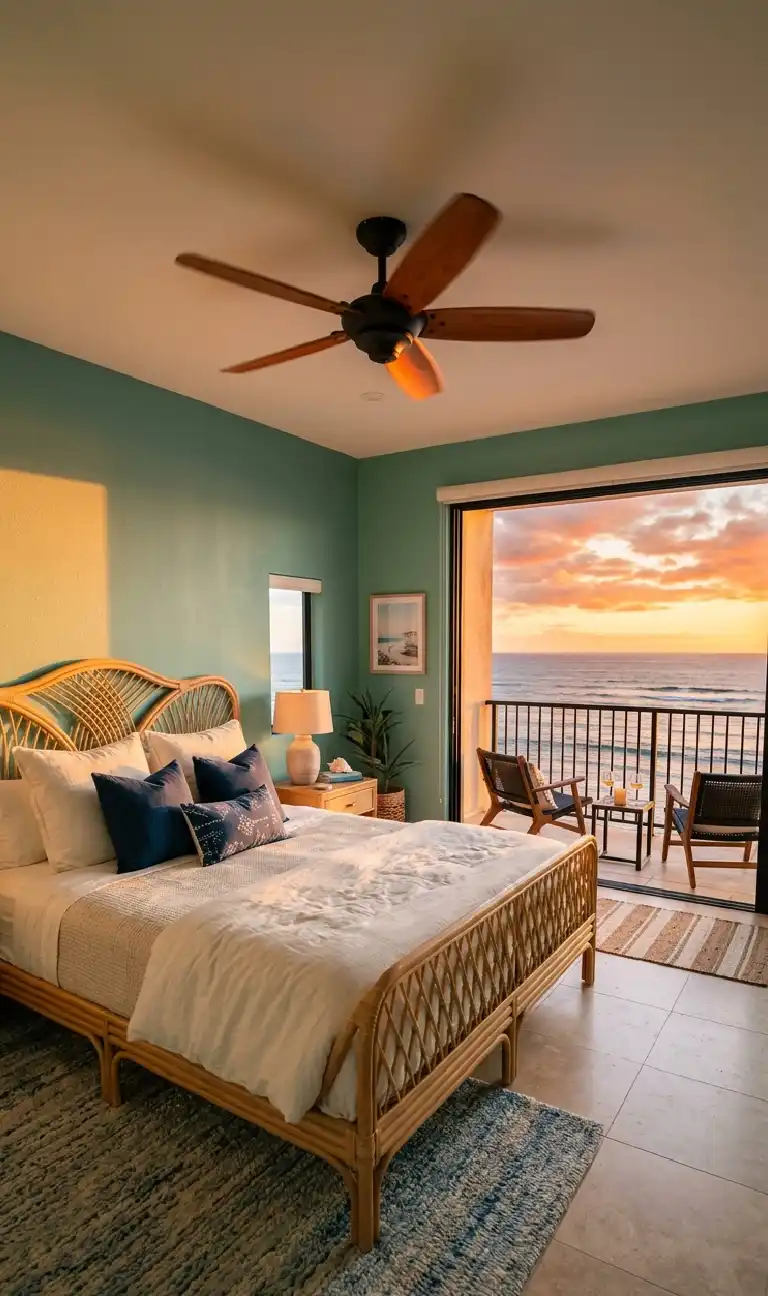 The Rustic Walnut Retreat bedroom - The Coastal Sage Escape bedroom