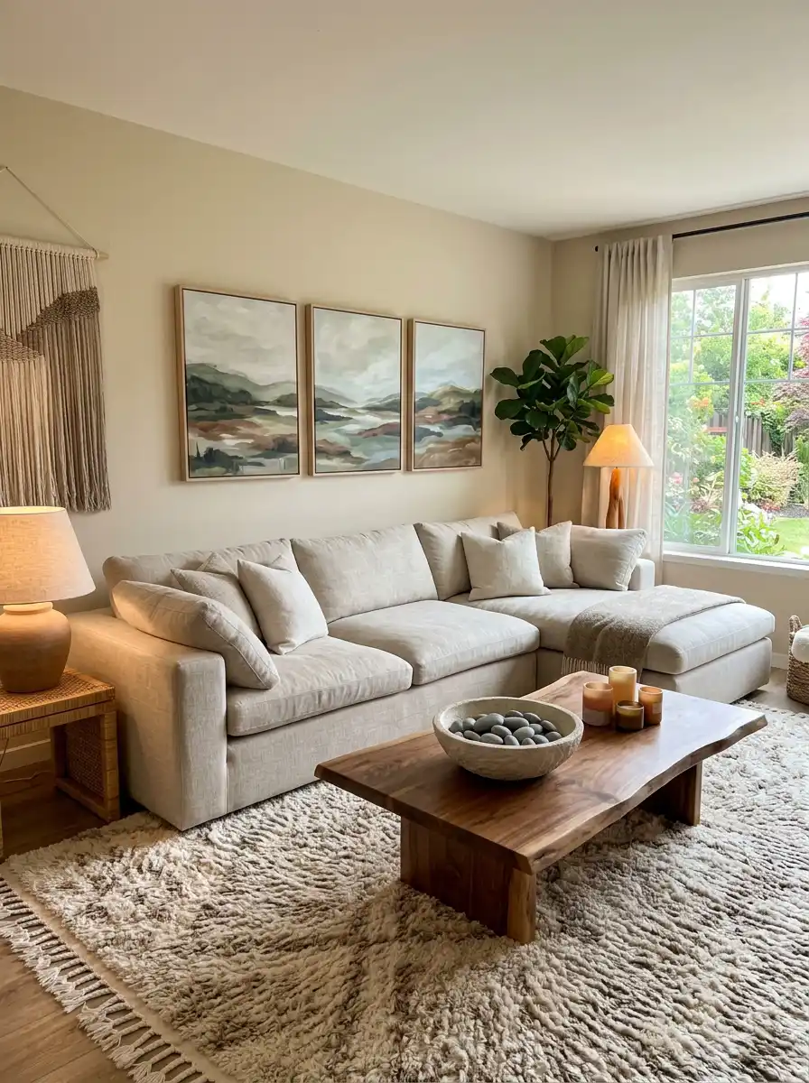 Luxury Organic Modern Living Idea : Organic Geometry and Abstract Art -  Luxury Organic Modern Living Idea : Cozy Textures and Organic Warmth