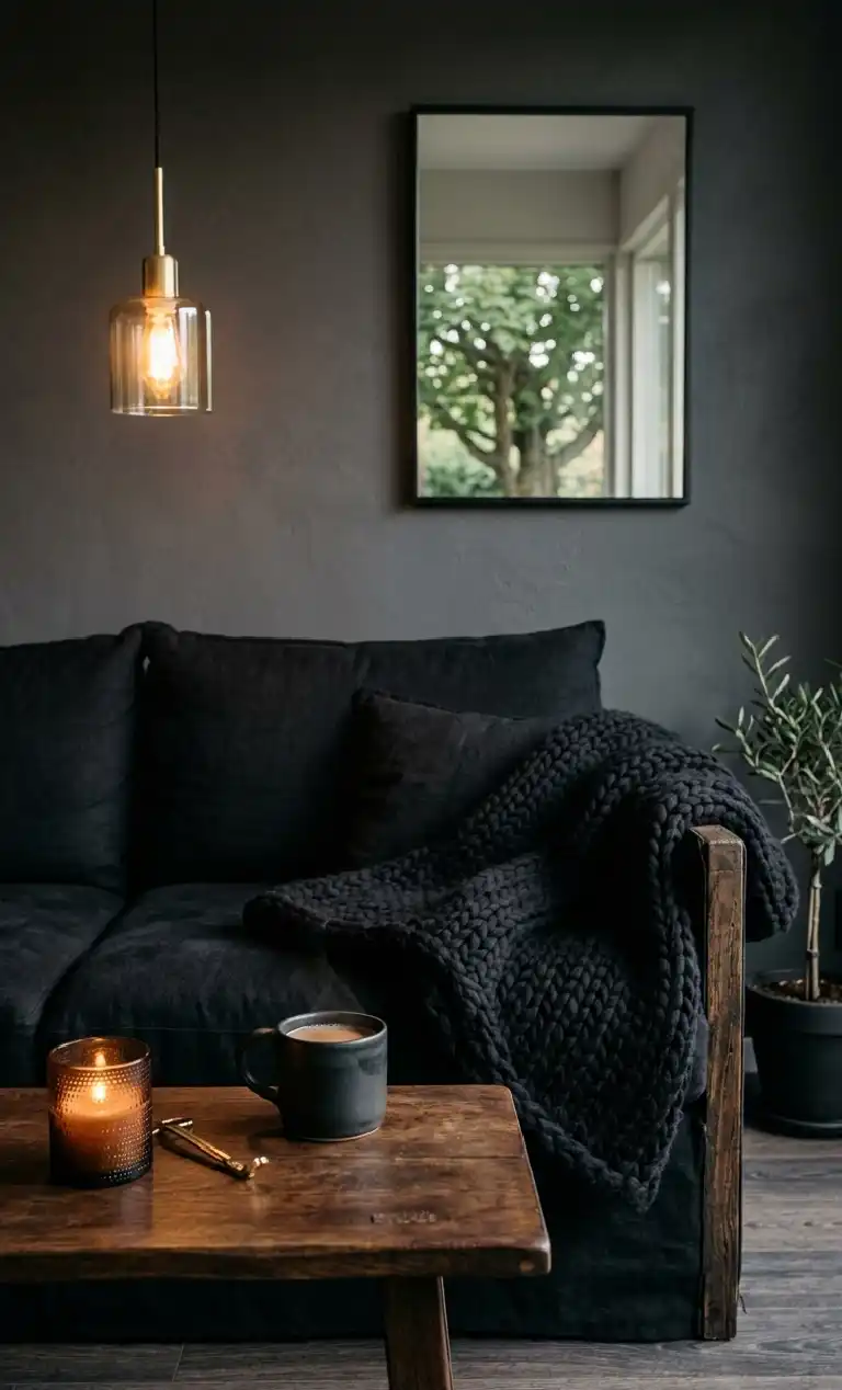 Obsidian Dreams: 22 Black Living Room Ideas to Transform Your Space 2026 - Minimalist Cozyliving roon