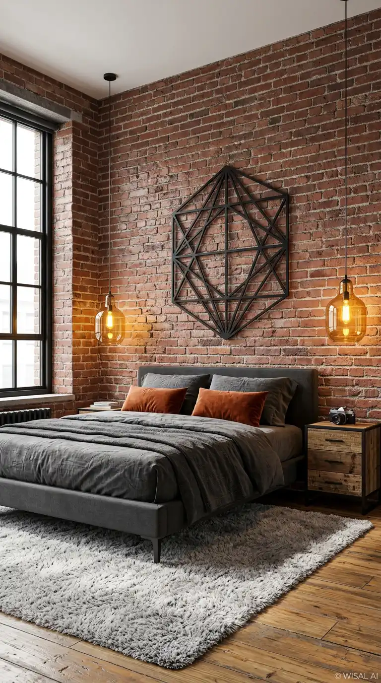 11. The Heritage Loft: A Bold Industrial Bedroom Idea
