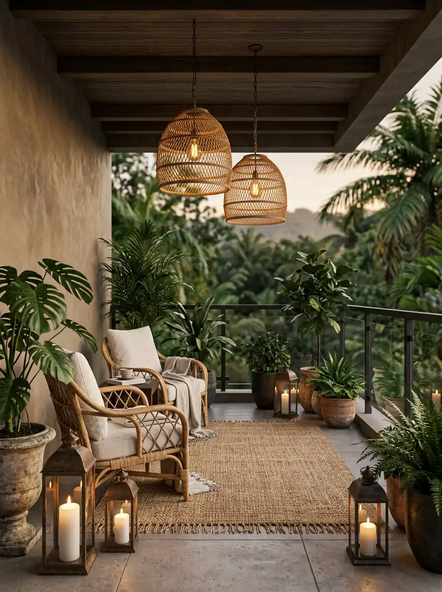 Luxury Modern Balcony Idea: The Organic Sanctuary - Luxury Modern Balcony Idea: The Biophilic Retreat