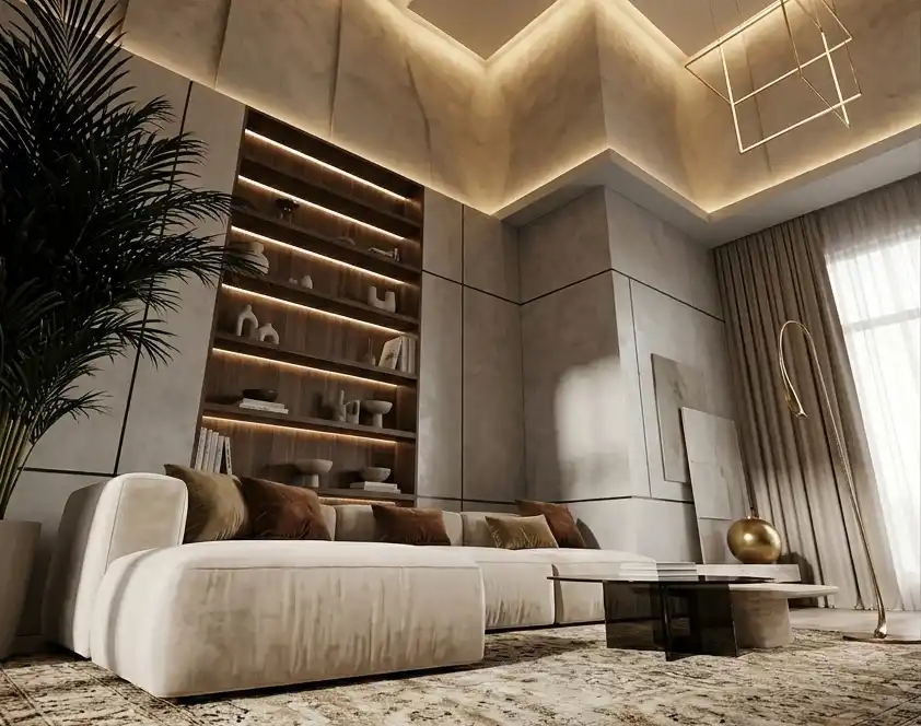 Modern Living Room Idea: The Integrated Minimalist -  Modern Living Room Idea: The Architectural Contour