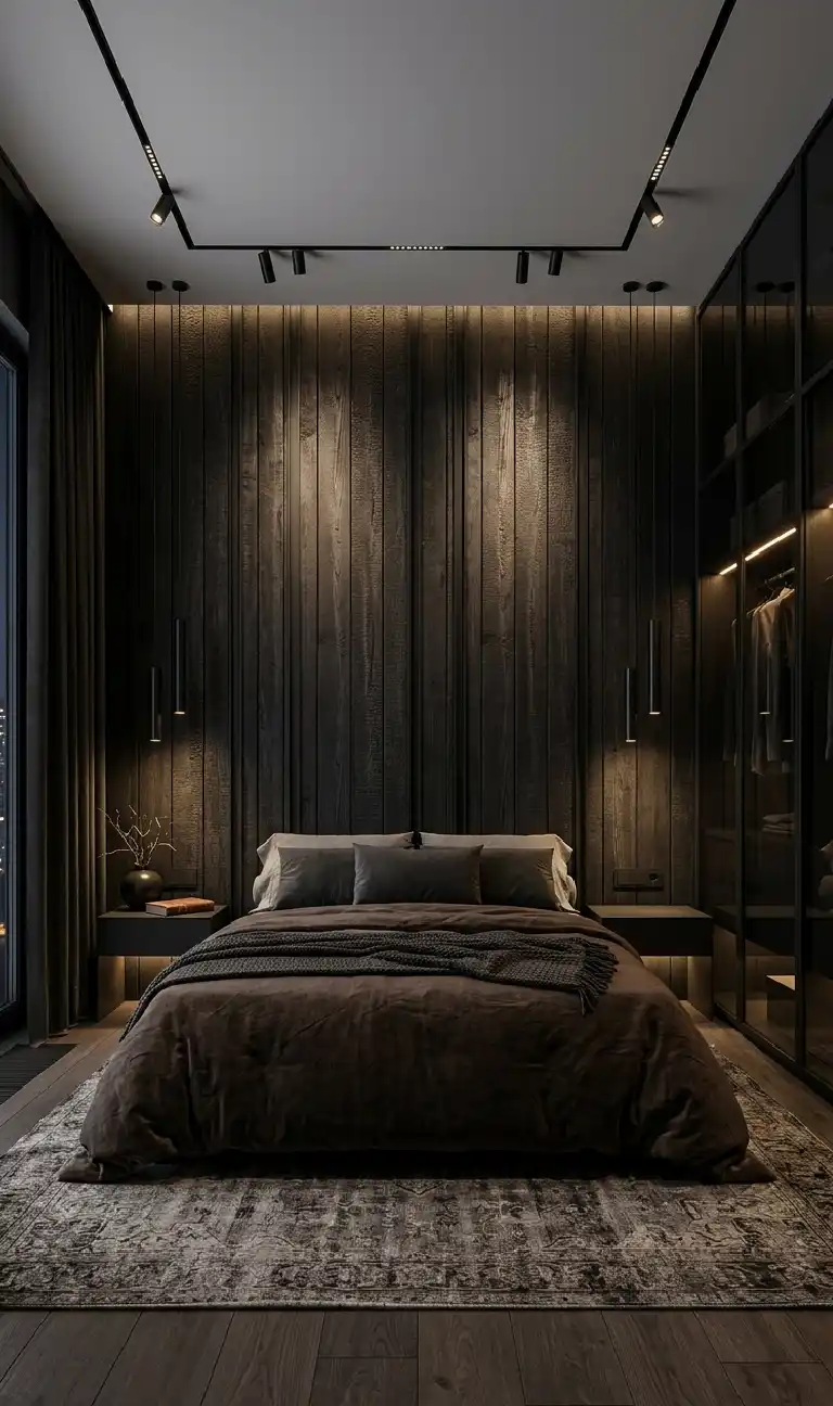 22 Luxury Modern Bedroom Ideas: Mastering the Dialogue Between Structural Volume and Tactile Warmth in 2026 - LUXURY MODERN BEDROOM DESIGN: THE HIGH-CONTRAST NOIR STUDIO
