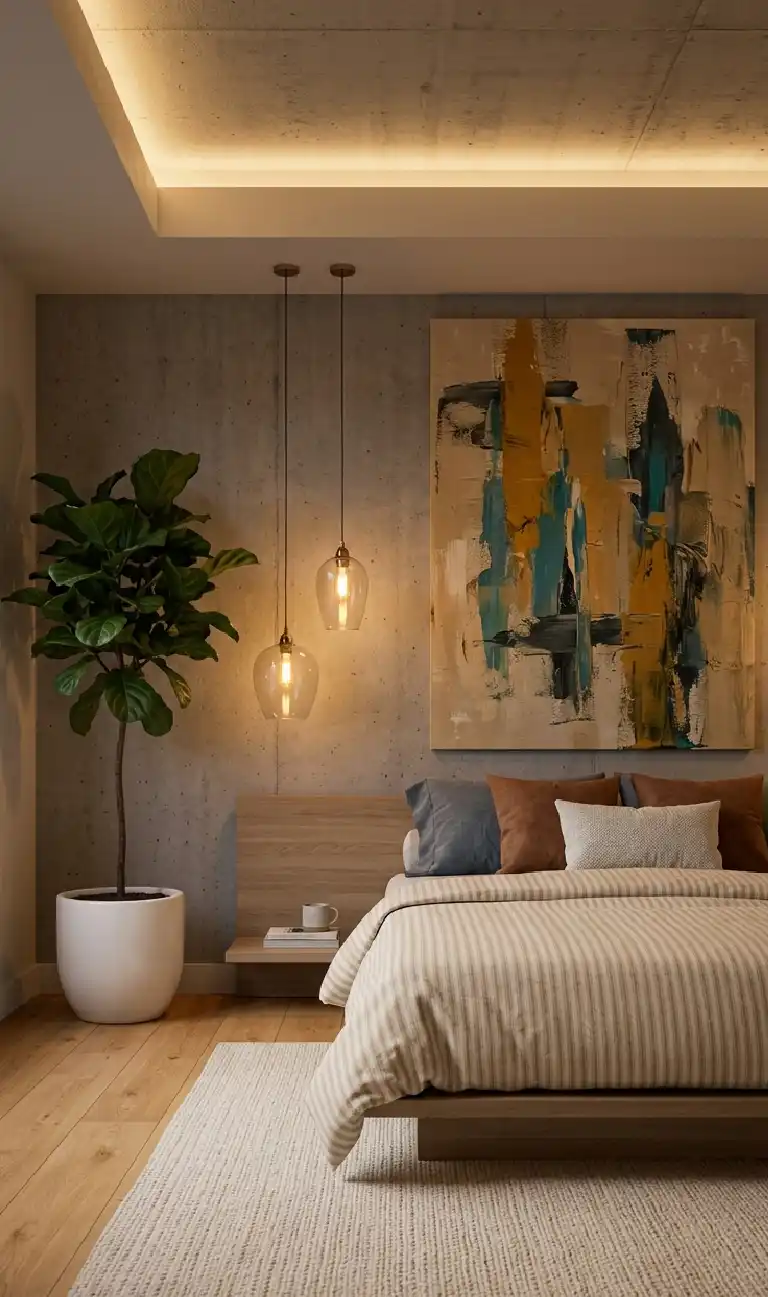 Organic Modern Bedroom: The Golden Hour Hideawa - Organic Modern Bedroom: The Abstract Earth Loft