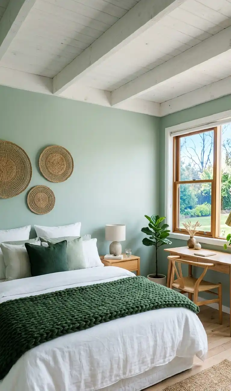 The Rustic Walnut Retreat bedroom - The Scandinavian Earthy Sanctuary bedroom