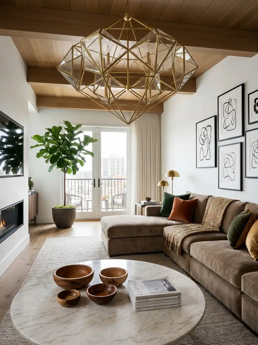 Luxury Organic Modern Living Idea : Cozy Textures and Organic Warmth -  Luxury Organic Modern Living Idea : Mid-Century Modern with Organic Finishes