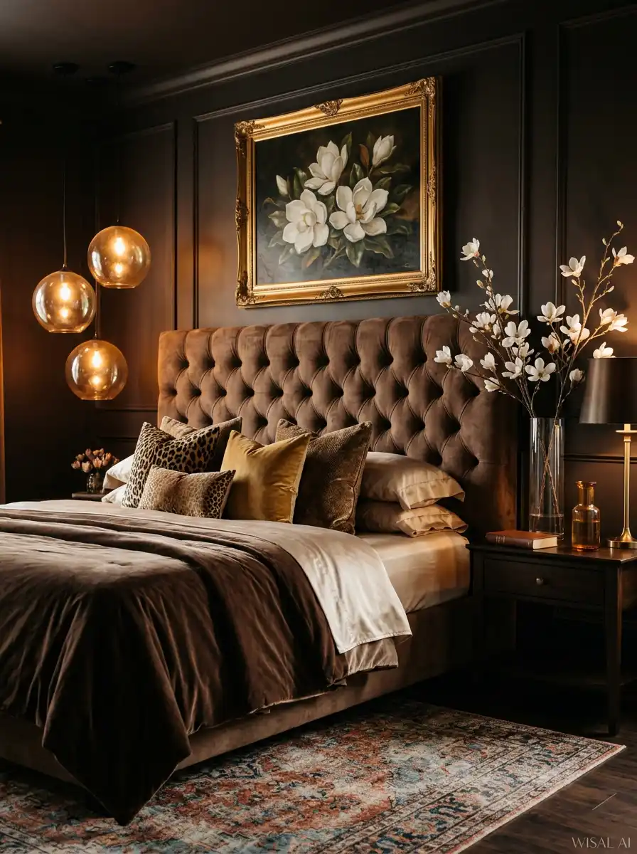 Luxury Mocha Bedroom Idea: The Sculptural Floral Retreat - Luxury Mocha Bedroom Idea: The Brutalist Loft