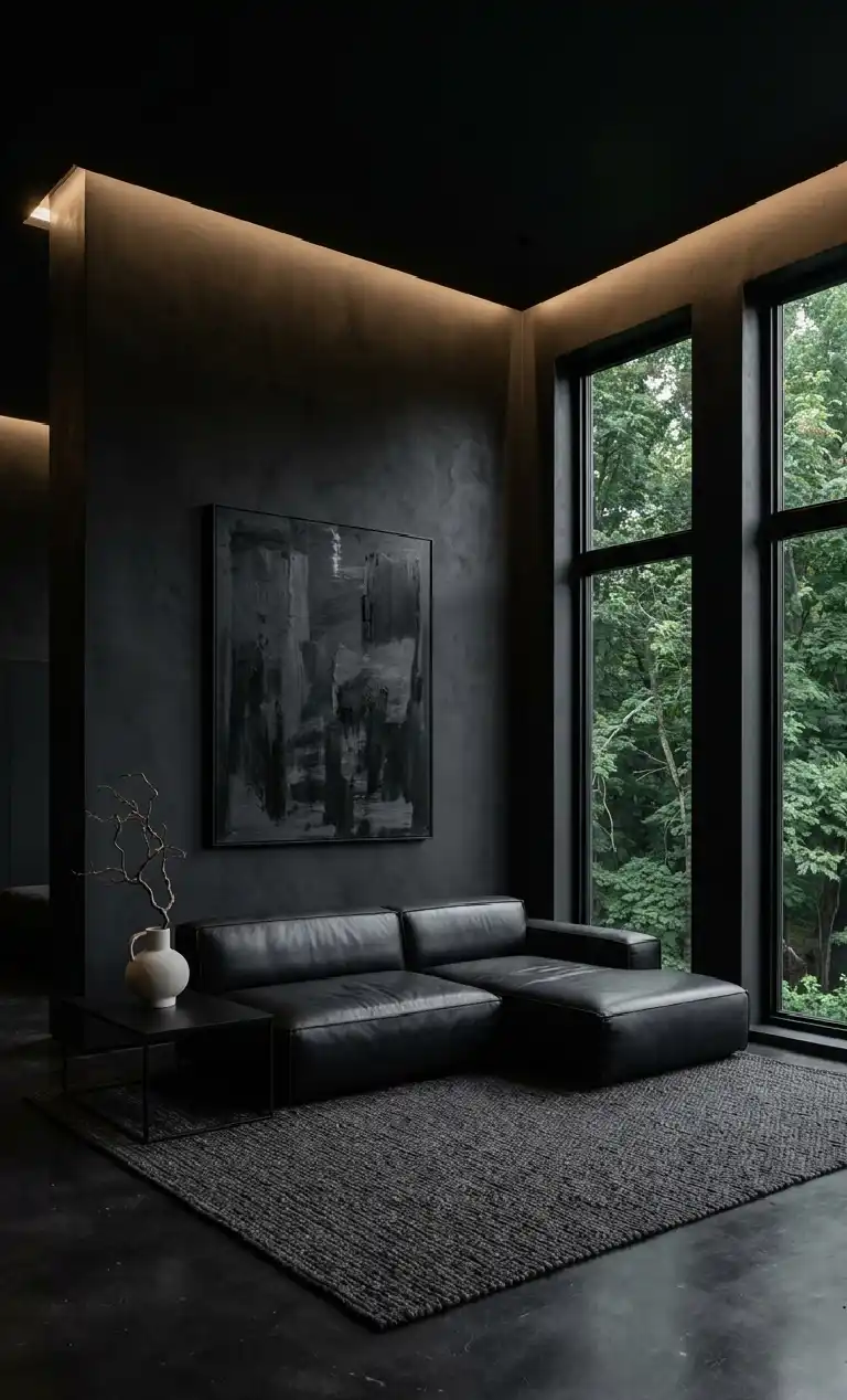 Obsidian Dreams: 22 Black Living Room Ideas to Transform Your Space 2026 - The Monochrome Masterclass living roon