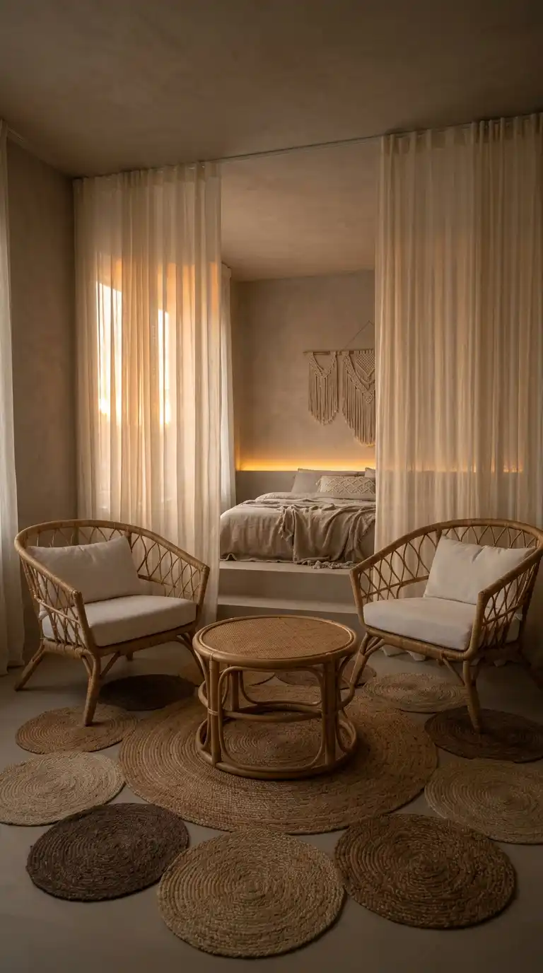 The Ethereal Lounge: Rattan and Light Play