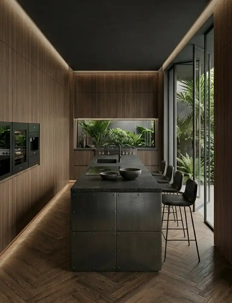 +30 Luxury Modern Kitchen Ideas: Redefining Industrial Noir and Japandi Minimalism -  Luxury Modern Kitchen Idea: The Seamless Shadow Minimalist