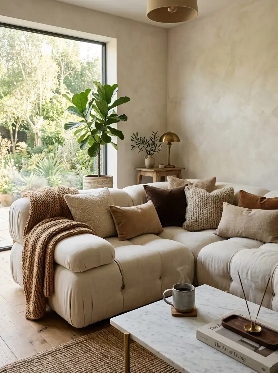 Luxury Organic Modern Living Idea: The Cognac Leather and Oak Executive Space - Luxury Organic Modern Living Idea : The Ultimate Tactile Corner