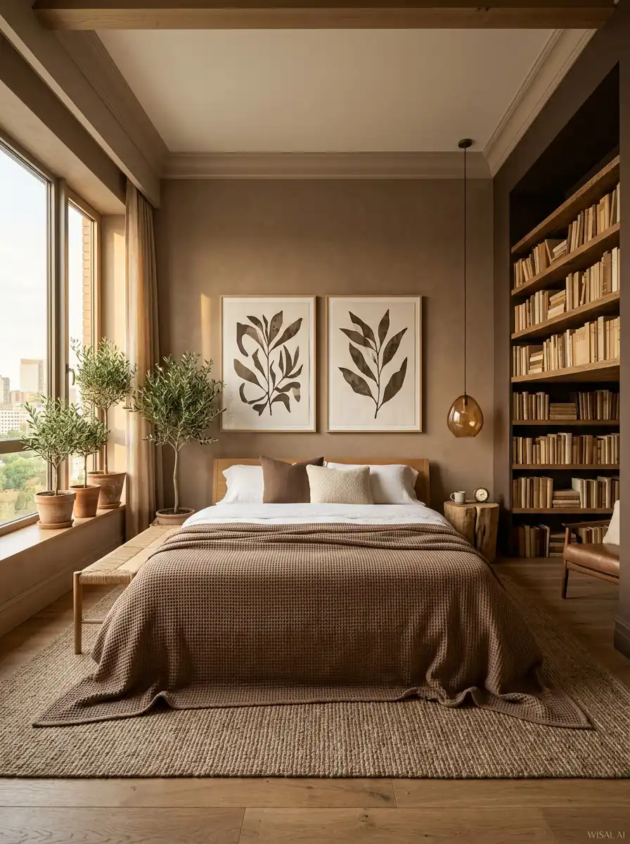 Luxury Mocha Bedroom Idea: The Walnut & Charcoal Sanctuary - Luxury Mocha Bedroom Idea: The Modern Organic Loft