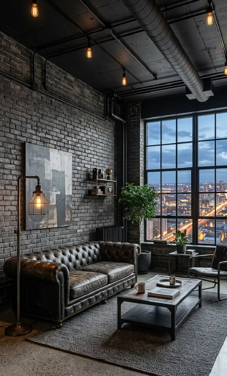 Obsidian Dreams: 22 Black Living Room Ideas to Transform Your Space 2026 - The Industrial Edge living room