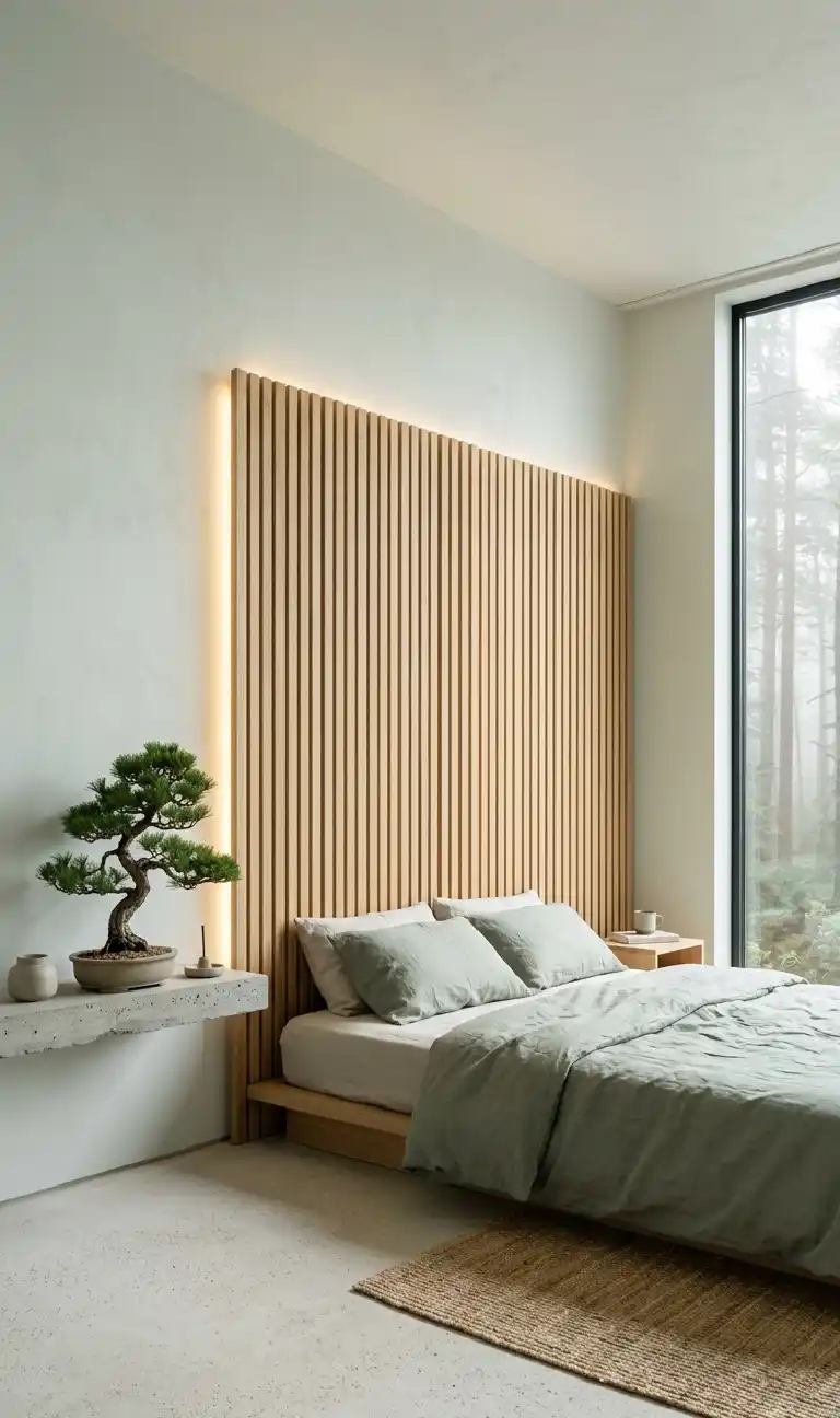 The Rustic Walnut Retreat bedroom - Japandi Zen Minimalism bedroom