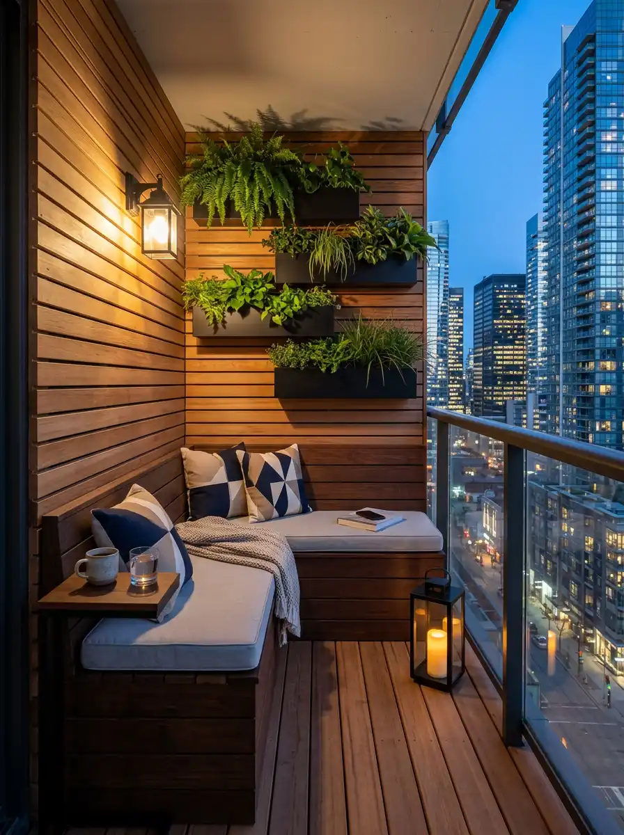 Luxury Modern Balcony Idea: The Sky-High Lounge - Luxury Modern Balcony Idea: The Urban Fire-Side