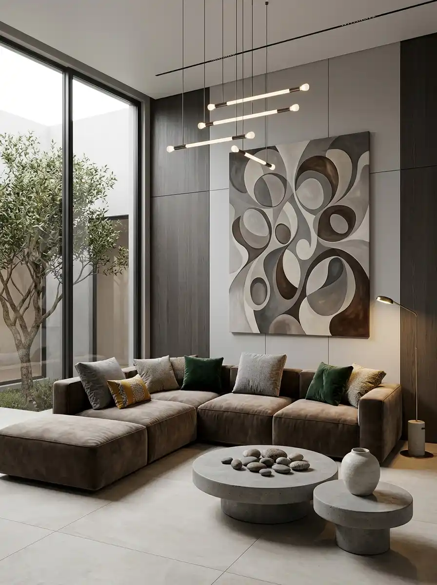 6. Luxury Organic Modern Living Idea 6: Sleek Design and Natural Accents -  Luxury Organic Modern Living Idea : Elegant Textures and Monochromatic Harmony
