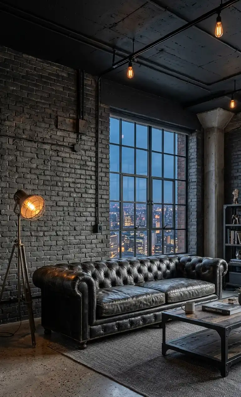 Obsidian Dreams: 22 Black Living Room Ideas to Transform Your Space 2026 - The Industrial Edge living room