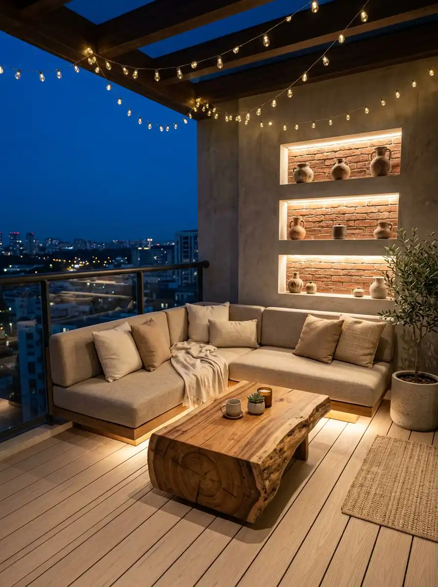 Luxury Modern Balcony Idea: The Urban Fire-Side - Luxury Modern Balcony Idea: The Minimalist Zen Corner