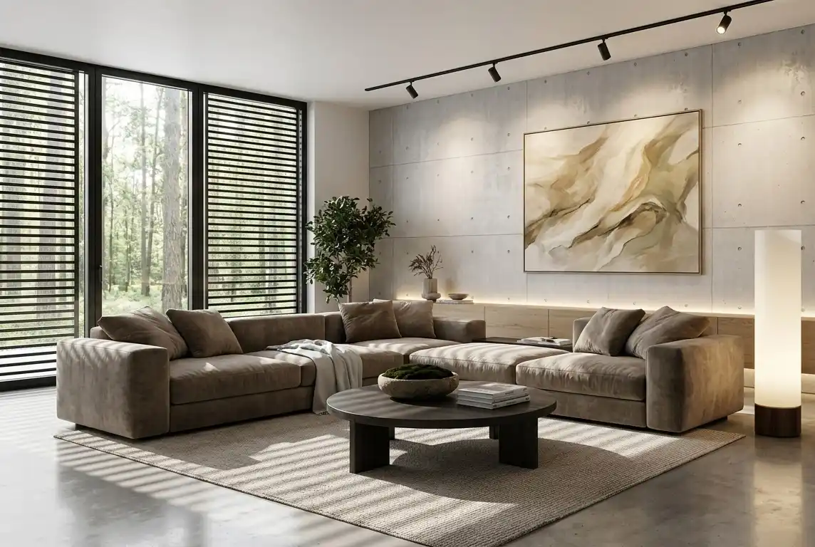 Modern Living Room Idea: The Sun-Drenched Minimalist Loft - Modern Living Room Idea: The Industrial Zen Sanctuary