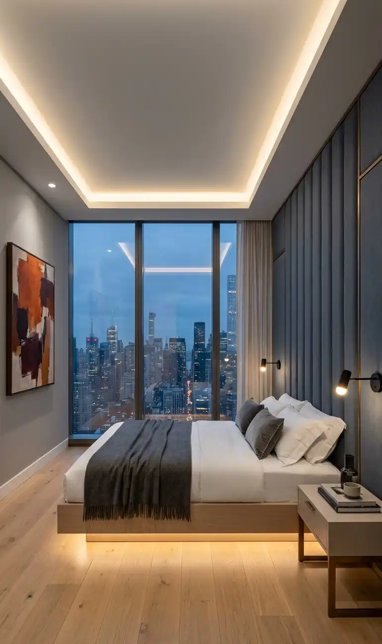 22 Luxury Modern Bedroom Ideas: Mastering the Dialogue Between Structural Volume and Tactile Warmth in 2026 - LUXURY MODERN BEDROOM DESIGN: URBAN SKYLINE MINIMALISM