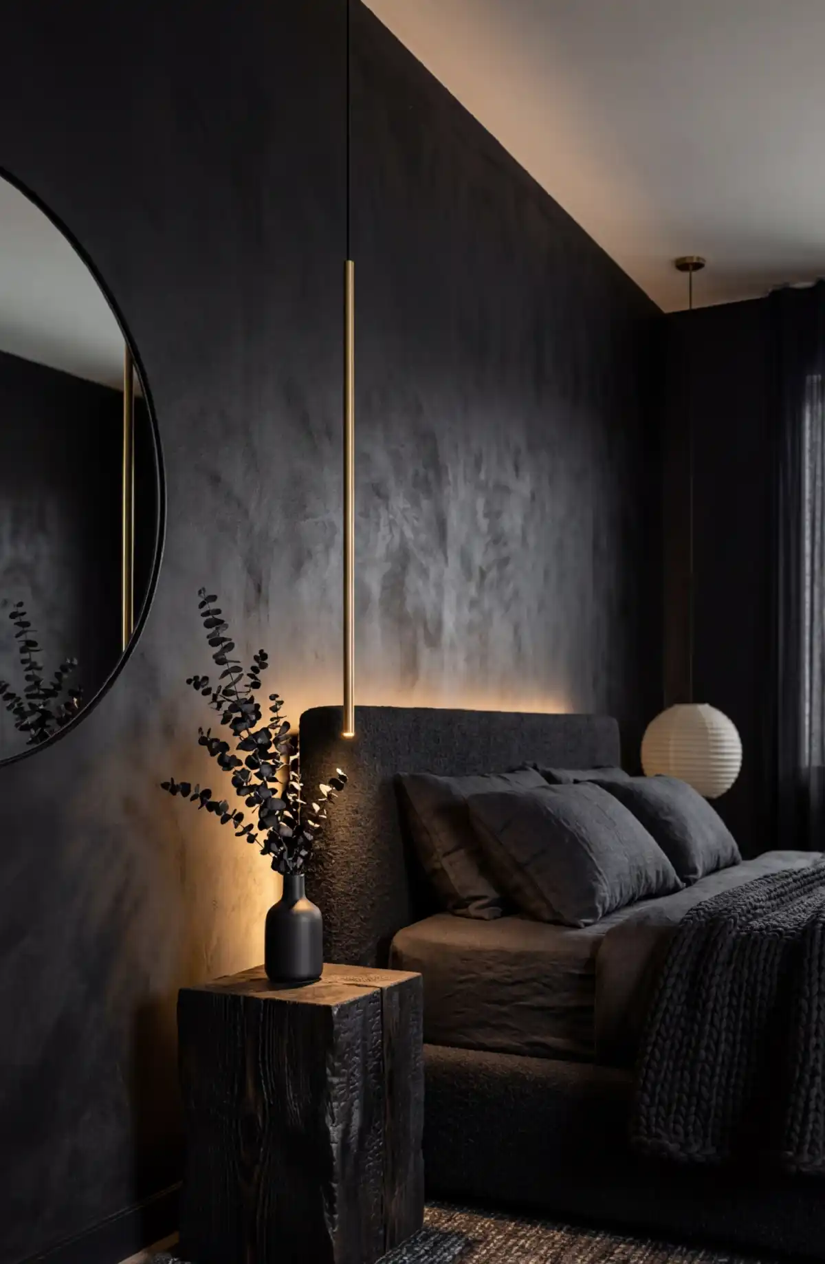 25 Best Japandi Bedroom Ideas to Transform Your Space into a Serene Sanctuary - The Monochromatic Obsidian Sanctuary