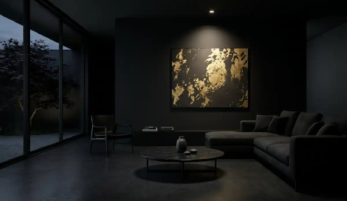 +20 Breathtaking Ideas to Master the Dark Living Room Style: A Definitive Guide to Moody Elegance, Cinematic Textures, and High-End Noir Interior Design for the Modern Home - 4. The Minimalist Obsidian Zen
