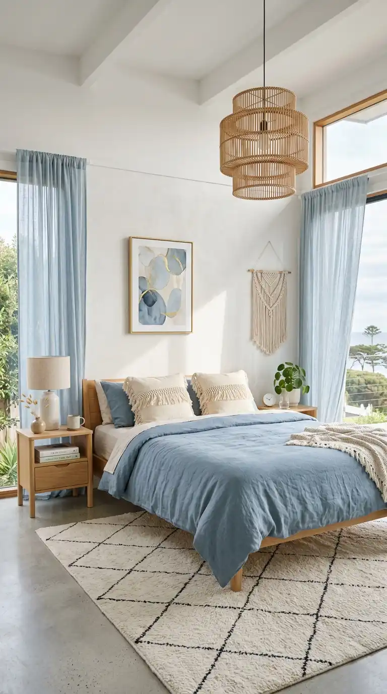 Elegant BOHO Bedroom Idea: The Macramé & Pampas Dreamscape - Elegant BOHO Bedroom Idea: The Serene Azure & Jute Haven