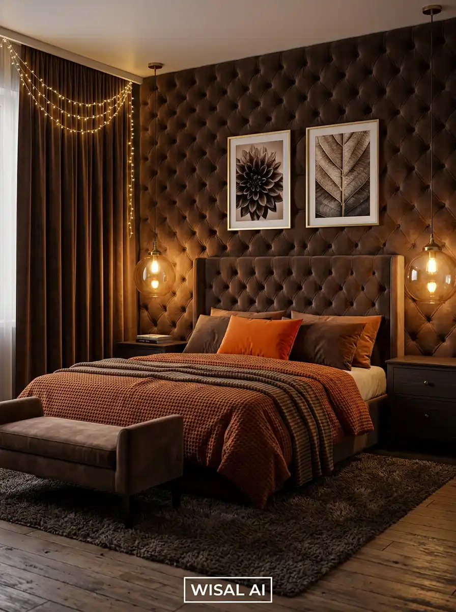 Luxury Mocha Bedroom Idea: The Sun-Drenched Executive Loft Sanctum - Luxury Mocha Bedroom Idea: The Tufted Velvet Evening Embrace
