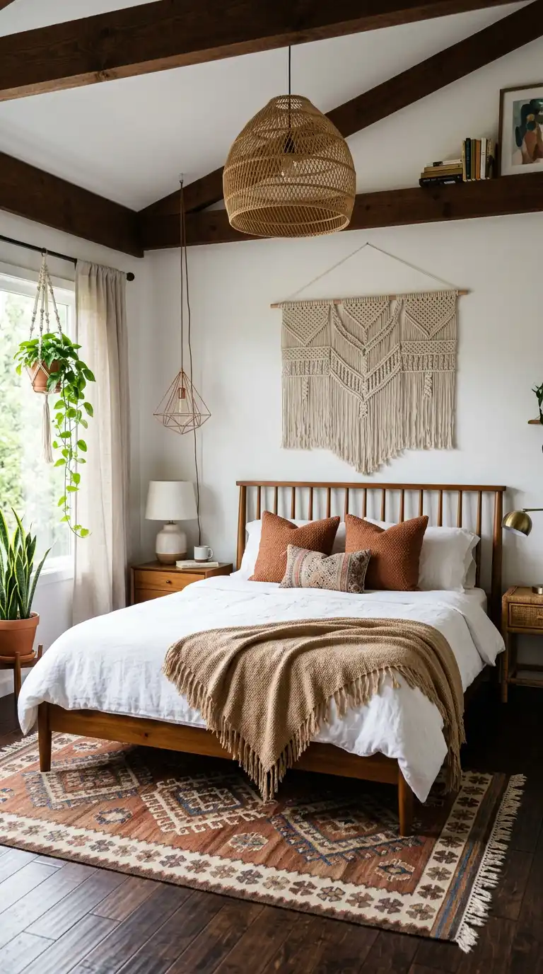 Elegant BOHO Bedroom Idea: The Serene Azure & Jute Haven - Elegant BOHO Bedroom Idea: The Terracotta & Teak Loft