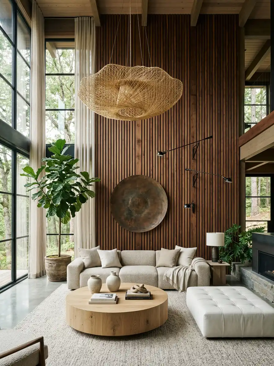 Luxury Organic Modern Living Idea: The Amber Glow Conservatory -  Luxury Organic Modern Living Idea: The Vertical Timber Retreat