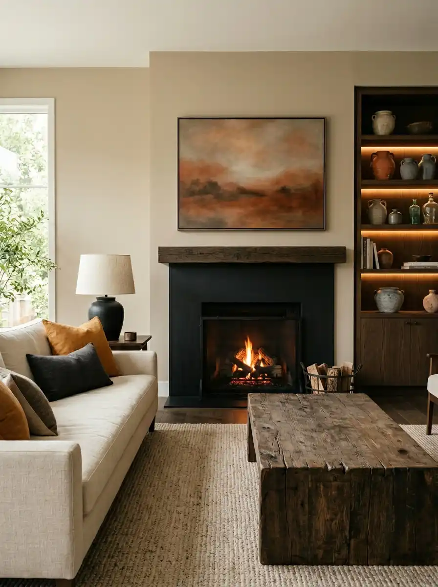 Luxury Organic Modern Living Idea: The Twilight Leather Lounge -  Luxury Organic Modern Living Idea: The Hearth & Heritage Suite