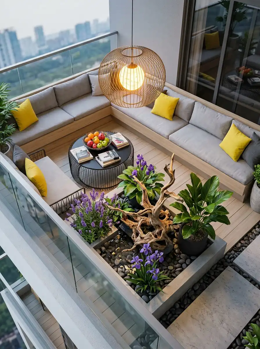 Luxury Modern Balcony Ideas : Illuminated Pergola Paradise with Vintage Twist - Luxury Modern Balcony Ideas : Vibrant Zen Retreat for Artistic Souls