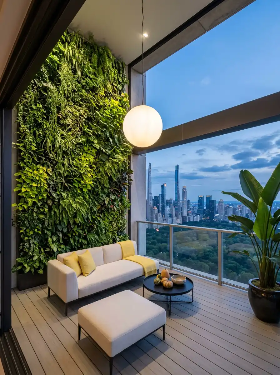 Luxury Modern Balcony Idea: The Sculptural Botanical Haven - Luxury Modern Balcony Idea: The Penthouse Living Wall