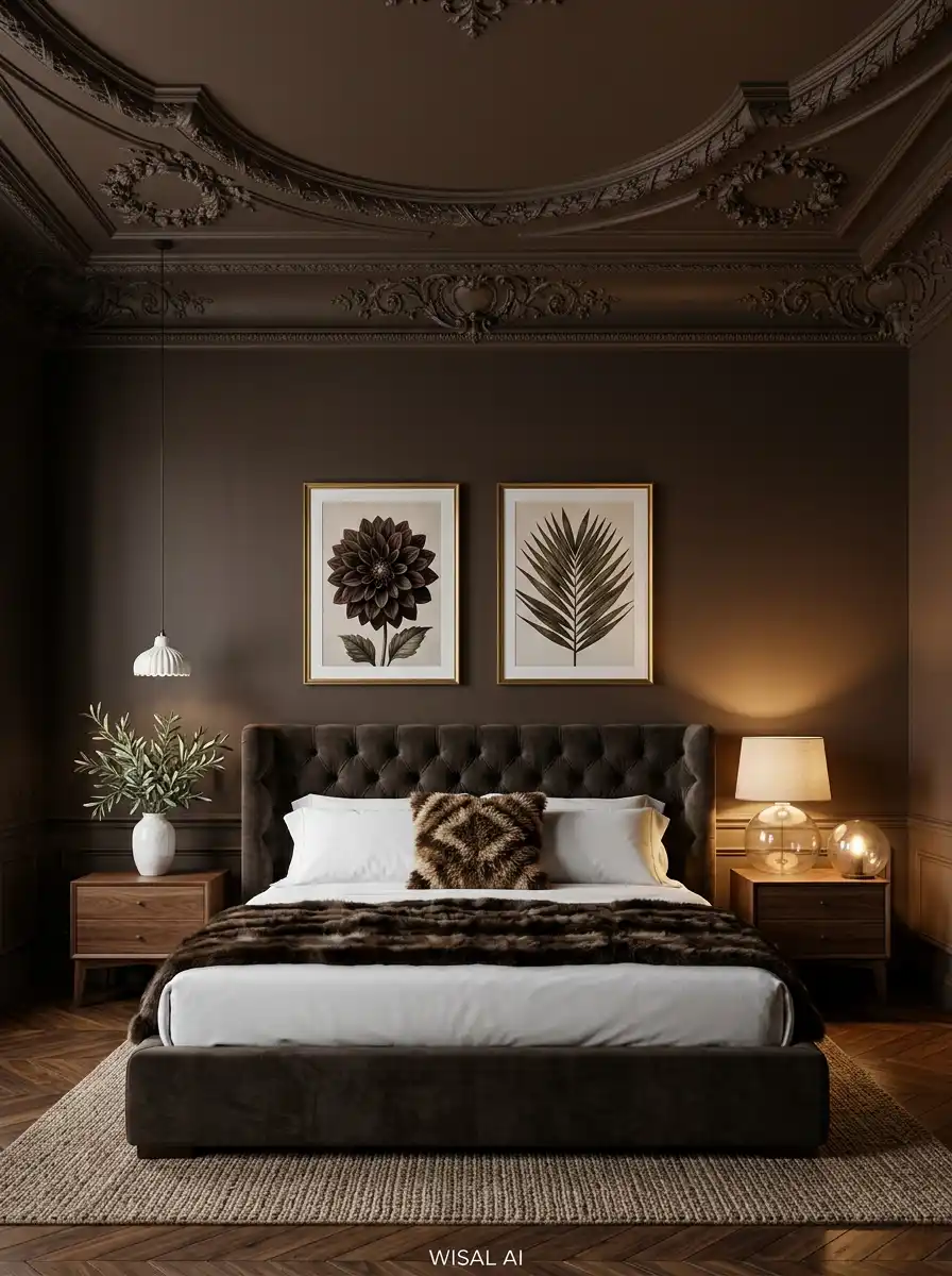 Luxury Mocha Bedroom Idea: The Canopied Evening Dreamscape - Luxury Mocha Bedroom Idea: The Parisian Art and Parquet Retreat