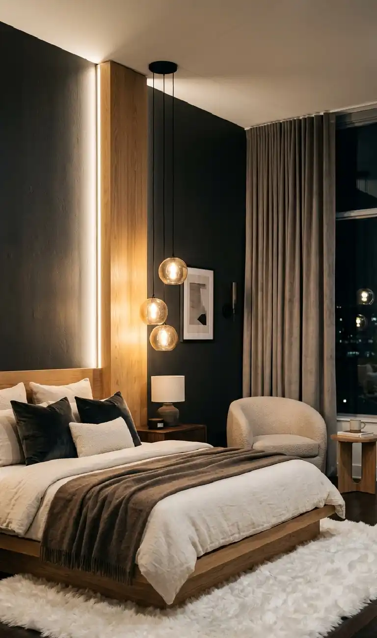 Organic Modern Bedroom: The Sculptural Relief Suite - Organic Modern Bedroom: The Moody Architectural Nocturne