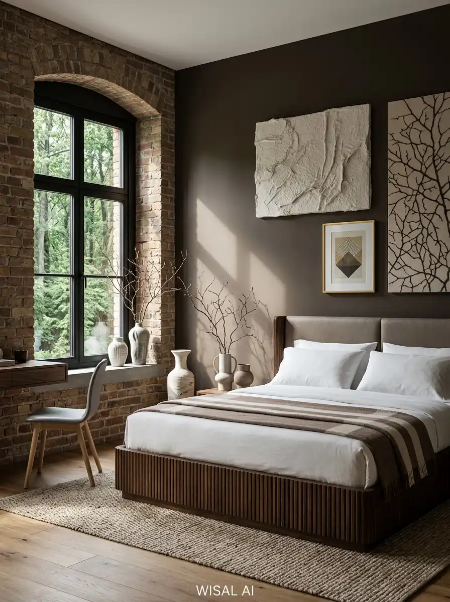 Luxury Mocha Bedroom Idea: The Parisian Art and Parquet Retreat - Luxury Mocha Bedroom Idea: The Refined Scandinavian Corner Sanctuary