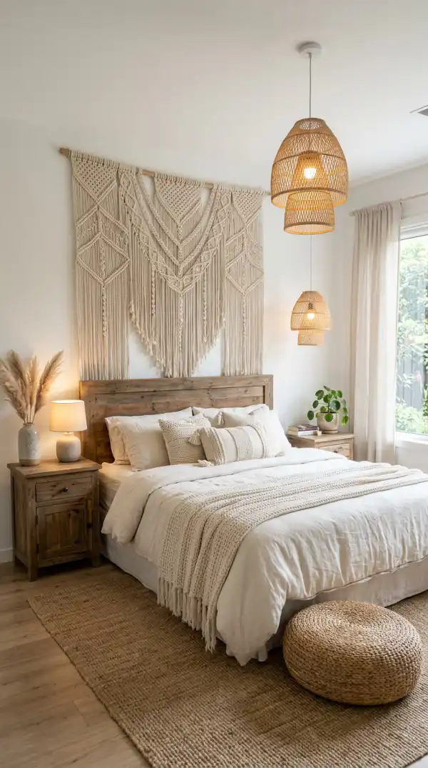 26 Elegant BOHO Bedroom Ideas to Create a Dreamy and Sophisticated Retreat - AI Generated Interior Design Inspiration | Wisal AI : object Object