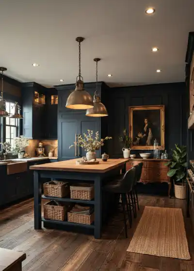+20 Mastering the Shadows: Dark Industrial Kitchens That Define Modern Luxury - AI Generated Interior Design Inspiration | Wisal AI : [{id:76j1b64bl,type:text,style:paragraph,value:Forget the clinical brightness of traditional kitchens; a new era of inte
