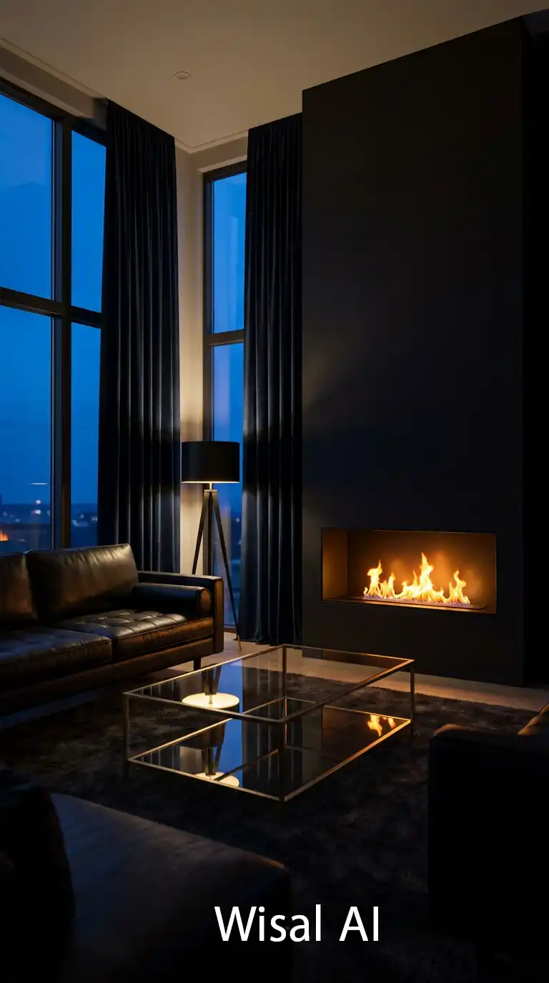 7.Cozy Fireplace Concepts for a Dark Moody Living Room Retreat