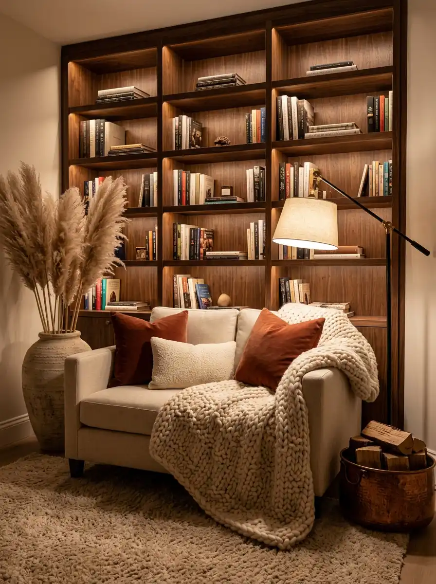 50.The Textural Nook Retreat: Cozy Living Room Idea