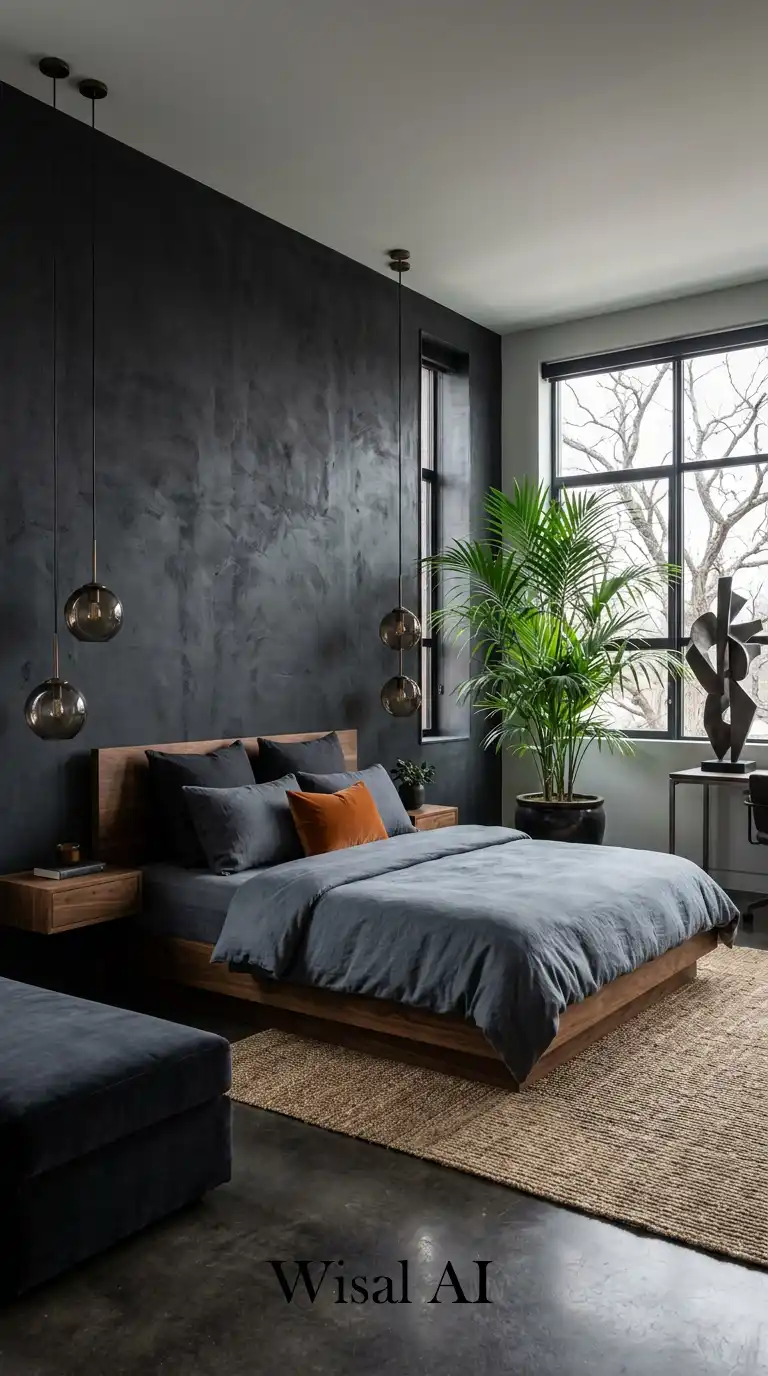 Crafting a Sophisticated and Dark Urban Retreat with this Modern Cozy Bedroom Idea