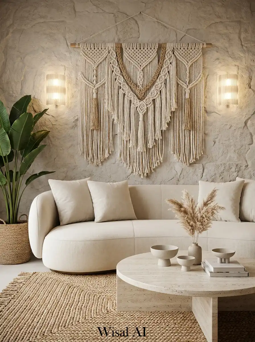 3.Creating a Statement Boho Living Room with Macramé Art