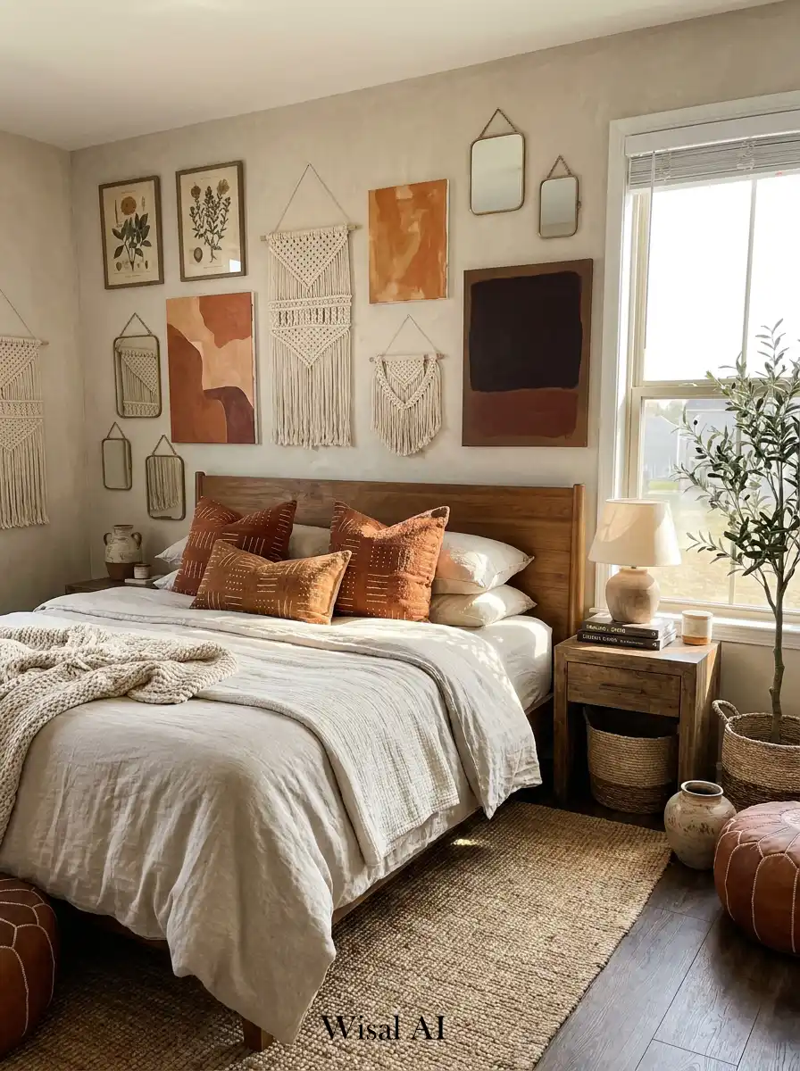 4.Elegant BOHO Bedroom Idea: The Gallery Wall Suite