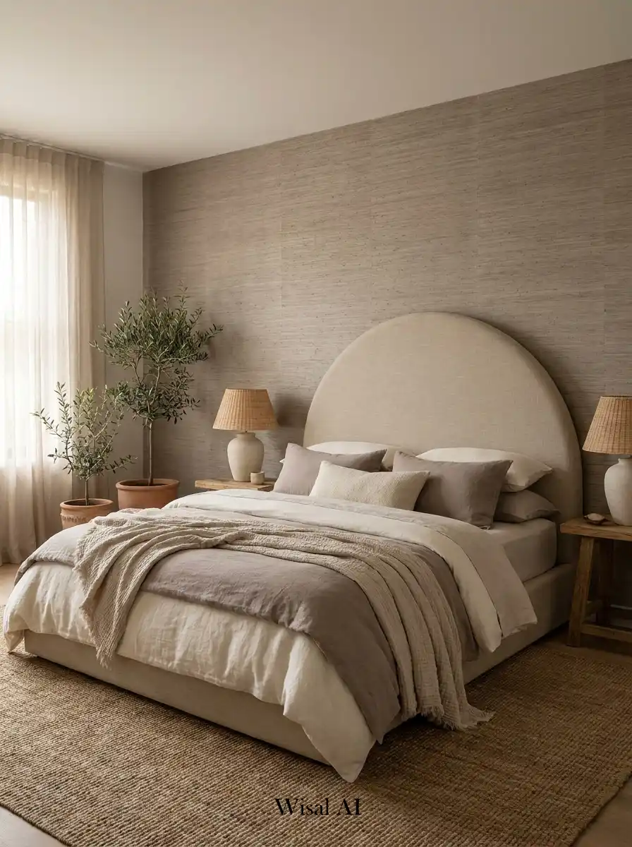 12.Elegant BOHO Bedroom Idea: The Soft Linen & Grasscloth Haven