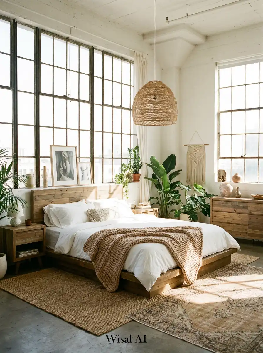 6.Elegant BOHO Bedroom Idea: The Sun-Drenched Studio