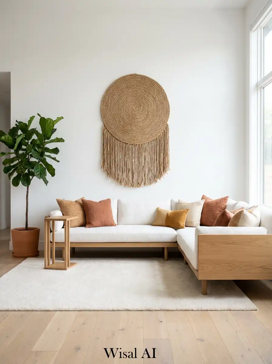 9.Geometric Rope Accents for a Unique Boho Living Room Focal Point