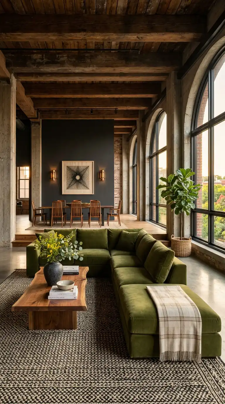 2.Heritage Meets Modernity: Organic Luxury Olive Green Sofa Ideas