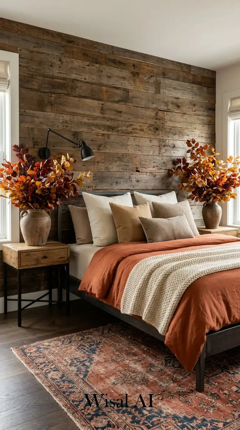 Infusing Character and Seasonal Warmth into Your Home with a Reclaimed Wood Cozy Bedroom Idea