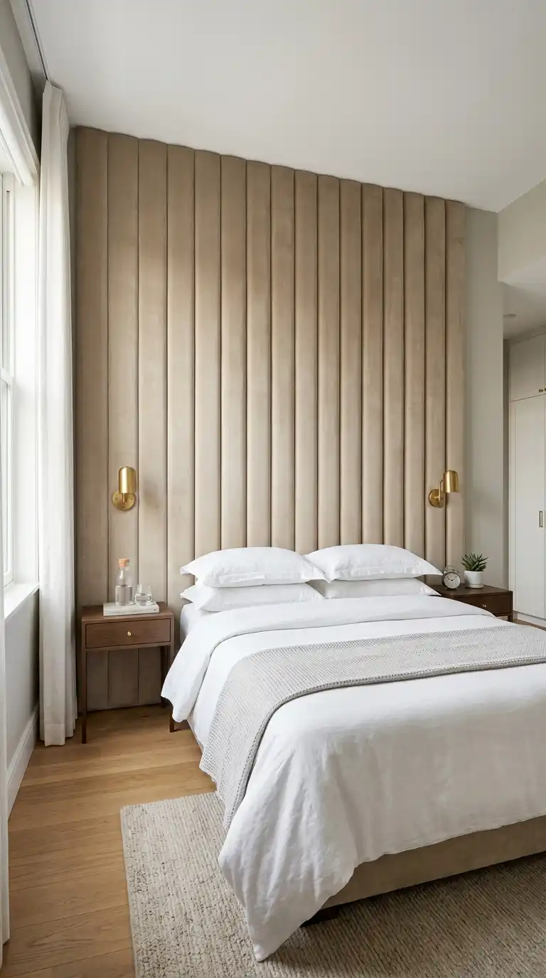 1. Install a Floor-to-Ceiling Upholstered Headboard